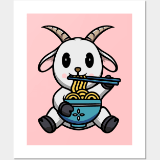 Cute Goat eating ramen Posters and Art